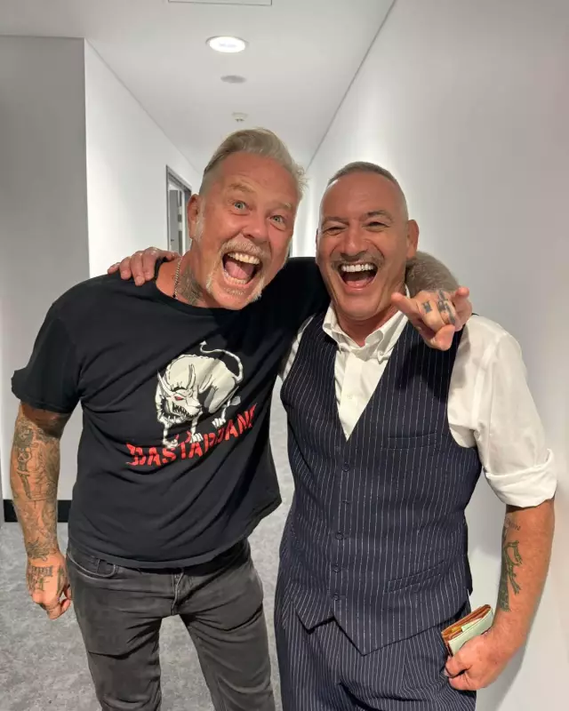 Metallica's James Hetfield Has Surprise Wiggle With Anthony Field in Perth