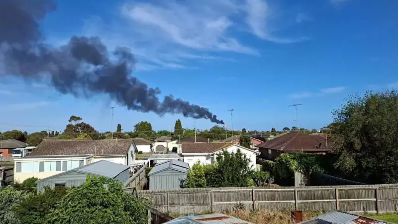 Thick Black Smoke Billows from Viva Energy Refinery in Corio