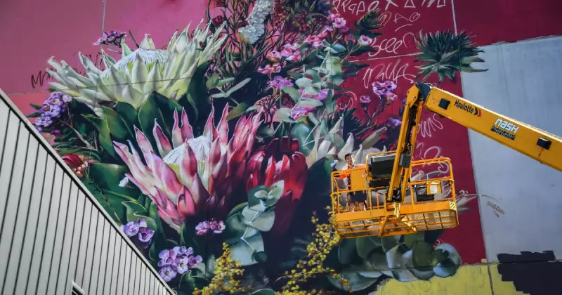 How a Cherry Picker and a TK Maxx Vase Created Braddon's Newest 24-Metre Mural