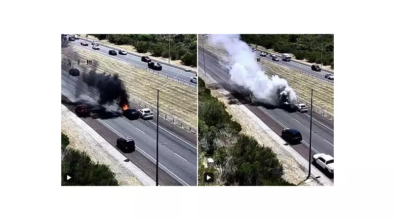 Kwinana Freeway Closed After Fiery Crash North of Thomas Road