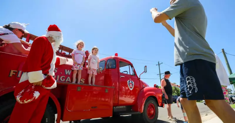 Santa Swaps Sleigh for 1961 Fire Truck in Balgownie's 45-Year Lolly Run