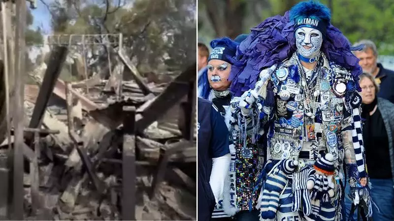 Geelong's 'Catman' Troy West loses iconic 'catcave' in Victorian bushfires