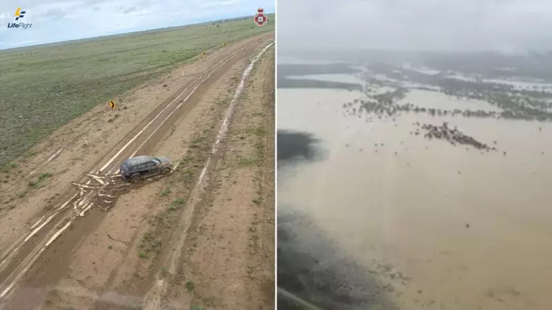 Man's 40km trek through knee-deep flood mud ends in dramatic Outback rescue