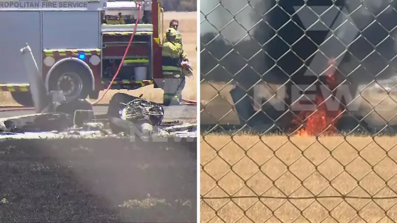 Pilot's Lucky Escape After Plane Bursts into Flames on Landing at Adelaide Airport