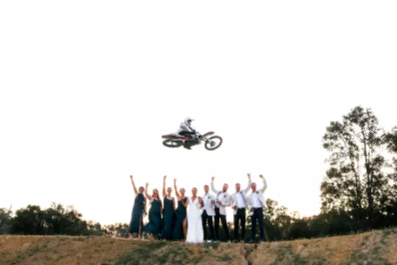 Country Wedding Thrill: Groom's Dirt Bike Jump Steals the Show in WA