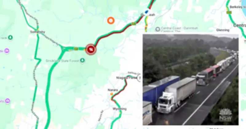 Heavy Traffic on M1 Towards Sydney After Crash at Somersby