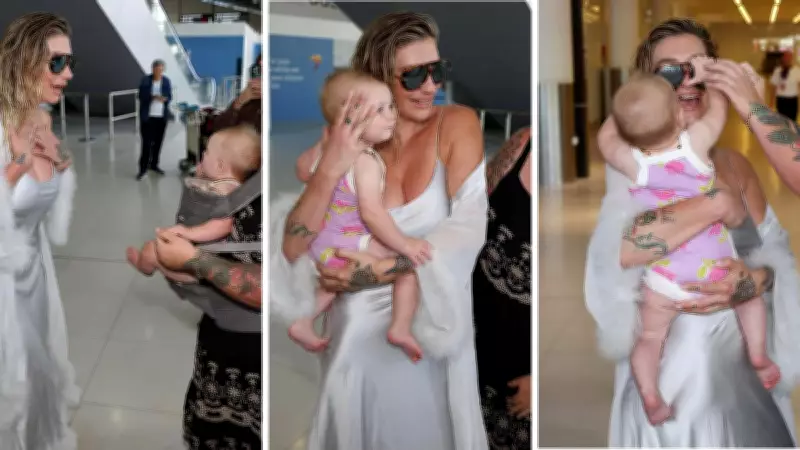 Kesha's Perth Arrival: Pop Star Greets Fans and Cuddles Baby Ahead of Claremont Show