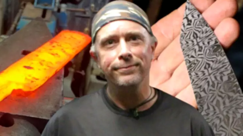 Kobie Rhodes Forges Damascus Knife Masterpieces in Shed Workshop