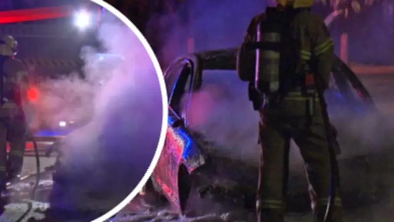 Madeley Car Fire: Vehicle Engulfed in Flames at Kingsway Sporting Complex