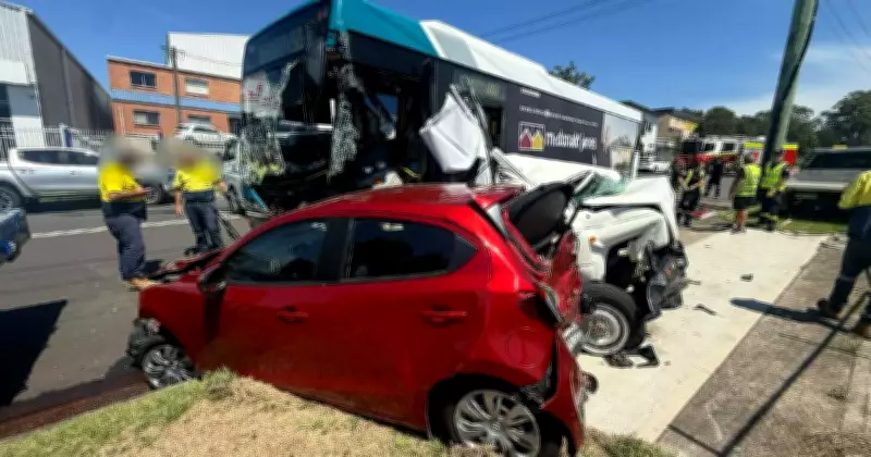 School Bus Collides with Multiple Vehicles in Unanderra, One Hospitalised