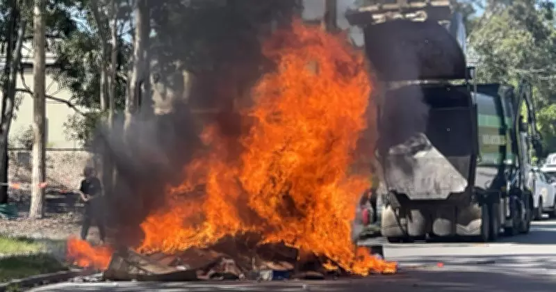 Beresfield Garbage Truck Fire Forces Street Load Dump Drama