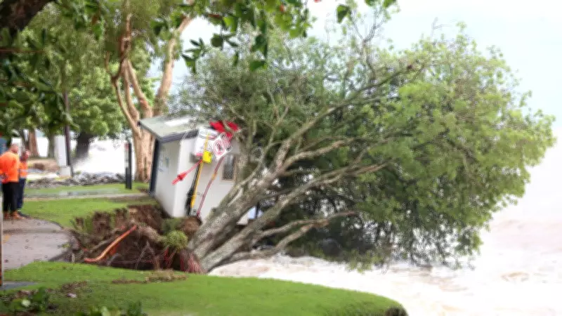 Cyclone Swells Destroy Cairns Lifeguard Hut at Holloways Beach