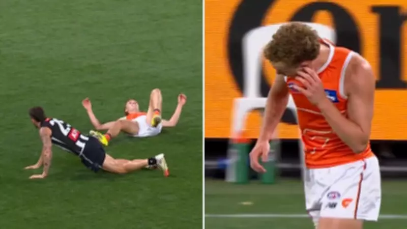 GWS Giants' Ryan Angwin Suffers Burst Ear Drum After Head Clash, Medical Process Questioned