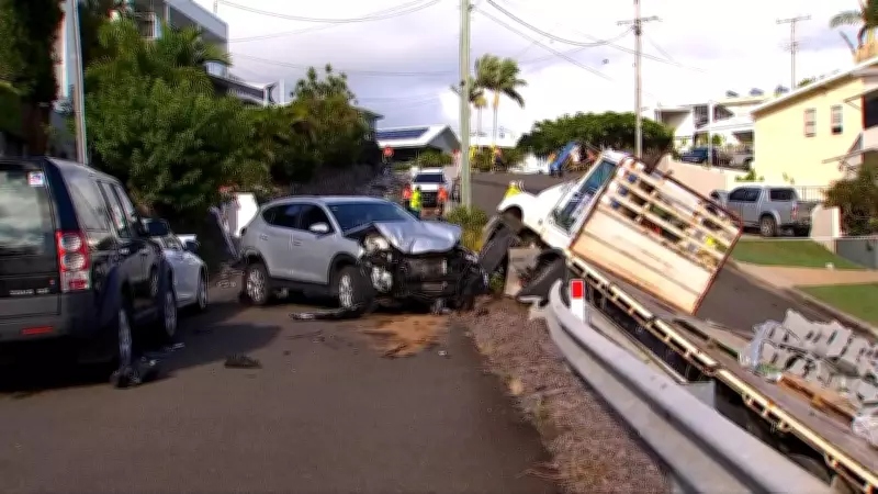 Runaway Truck Wreaks Havoc on Sunshine Coast Street, Destroying Nine Cars