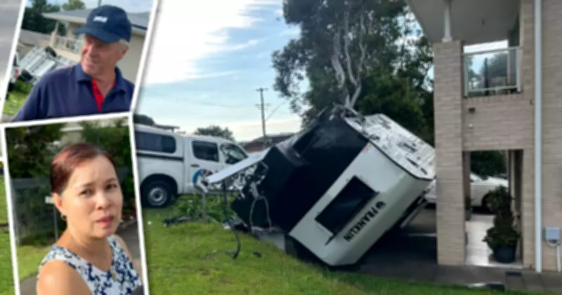 Ute Collides with Caravan, Narrowly Missing Woman in Kanahooka