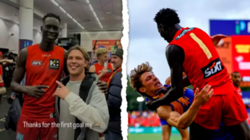 West Coast Eagles Rookie Milan Murdock Thanks Gold Coast's Mac Andrew for First AFL Goal