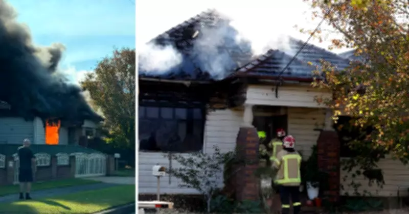 Firefighters battle 'significant' house fire in Wollongong, man hospitalised