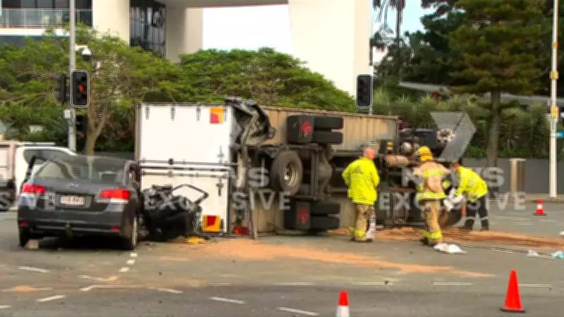 Woman Critical After Truck and Car Collision at Gold Coast Intersection