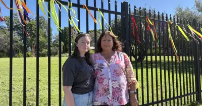 Clergy Abuse Survivors Hold Ribbon Ceremony at Trinity Catholic College