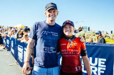 Cody Simpson Spotted at Margaret River Pro Surfing Event, Poses with Teen Surfer Erin Brooks