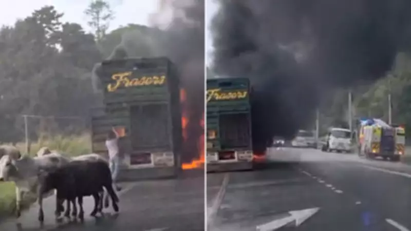 Cattle truck fire on NSW North Coast leaves driver devastated, cows killed