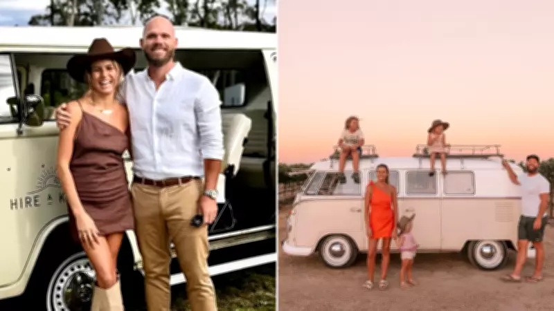 Family of five travels the world in 1962 Kombi van and vintage caravan