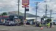 Traffic Chaos After Two-Car Crash Overturns Vehicle on Ross River Road