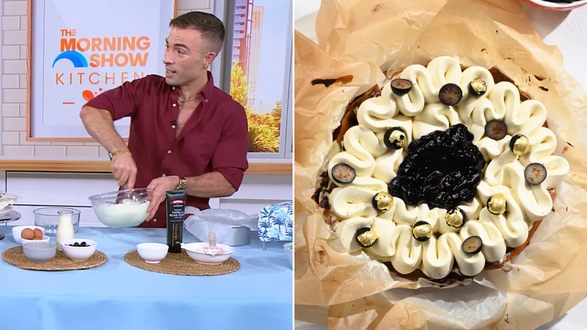 Dan Pasquali shares blueberry burnt basque cheesecake recipe for National Cheesecake Day