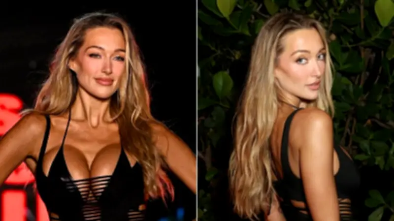 British Model Penny Lane Steals Show at Miami Swim Week in Viral Black Swimsuit