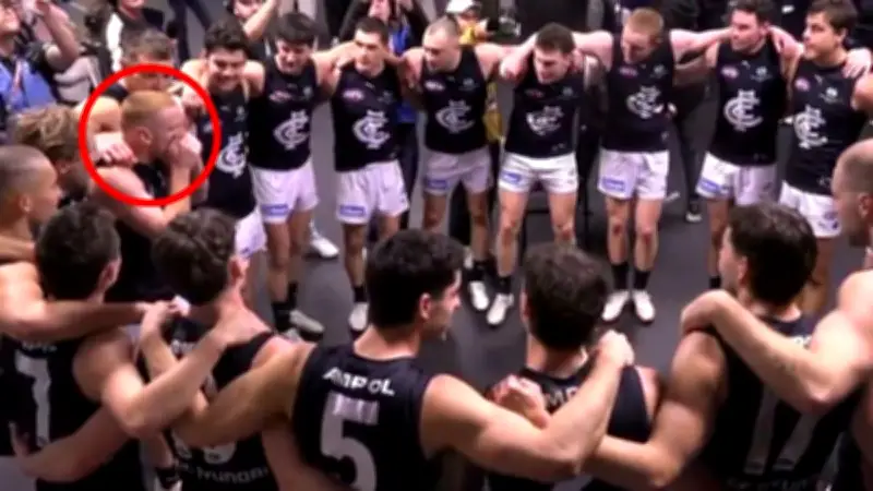 Carlton's Matt Cottrell wows with harmonica after Blues' win over GWS