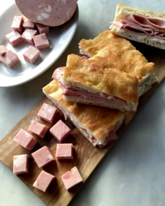 Focaccia Sandwiches with Mortadella and Parmesan Cream Recipe