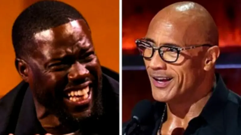 Kevin Hart Shocked by Dwayne Johnson's Brutal Roast Joke About His Dad