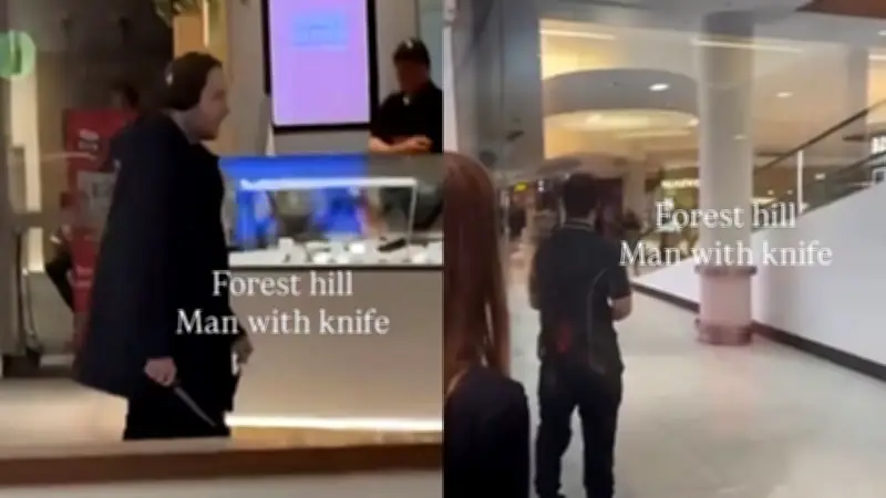 Man arrested after walking through Melbourne shopping centre with large butcher's knife