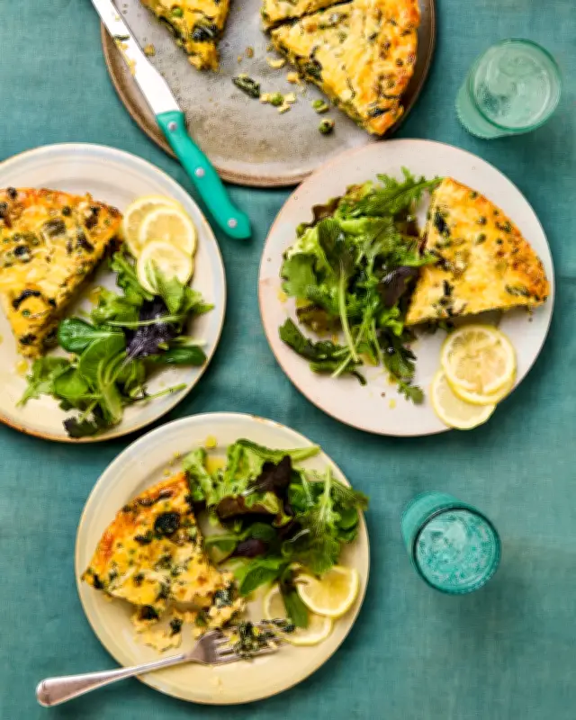Spinach Pea Cheddar Frittata Recipe by Meera Sodha