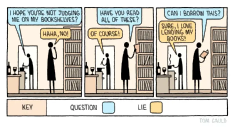 Tom Gauld's Cartoon Exposes Common Book Lies We All Tell