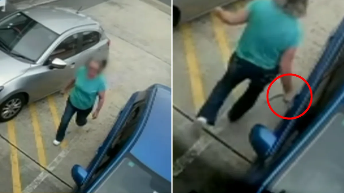 Woman Caught on CCTV Keying Car with Air Pump at Sydney Service Station