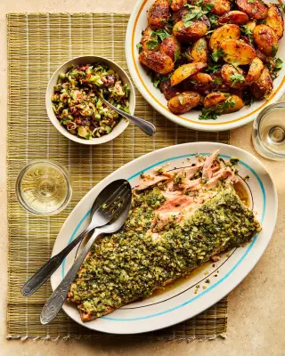 Chermoula Fish with Olive Salsa and Spicy Potatoes Recipe