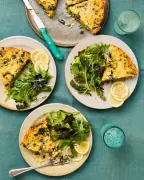 Spinach Pea Cheddar Frittata Recipe by Meera Sodha