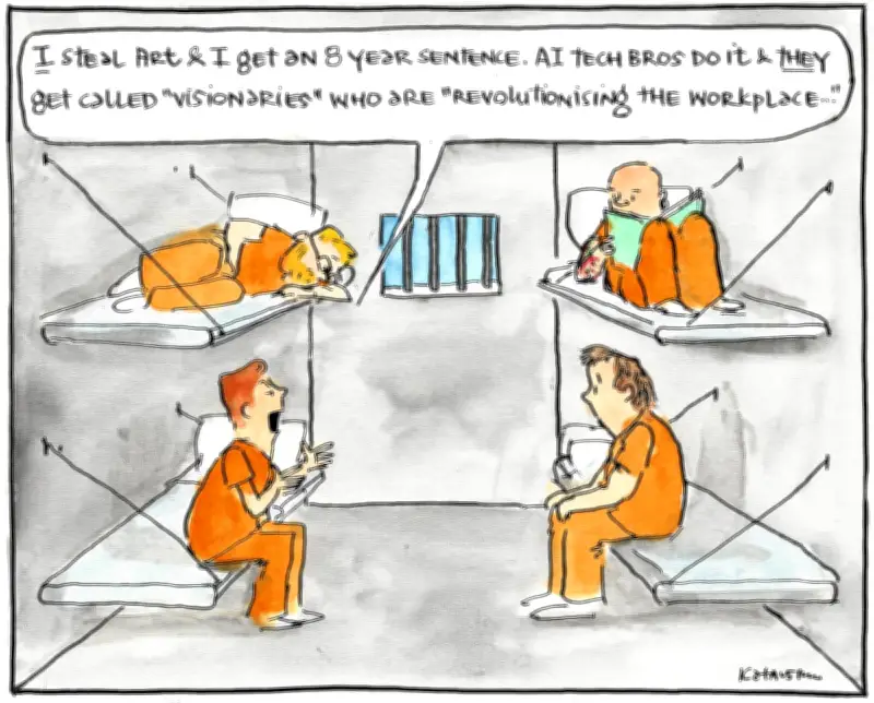 Are AI Companies Getting Away with Crime? A Cartoon Analysis