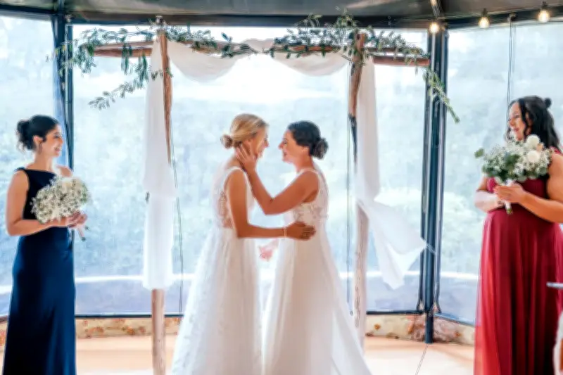 Brides Wear Matching Air Jordan Sneakers Under Wedding Dresses