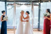 Brides Wear Matching Air Jordan Sneakers Under Wedding Dresses
